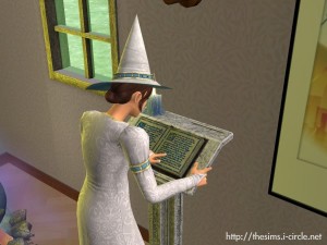 巫師在閱讀咒語大全。 巫師在閱讀咒語大全。