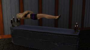 在棺材睡覺。 在棺材睡覺。