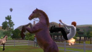 被扔下馬。 被扔下馬。