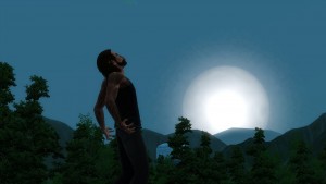 對月亮嚎叫。 對月亮嚎叫。