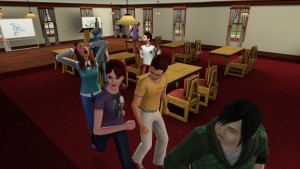 學生們趕著離開。